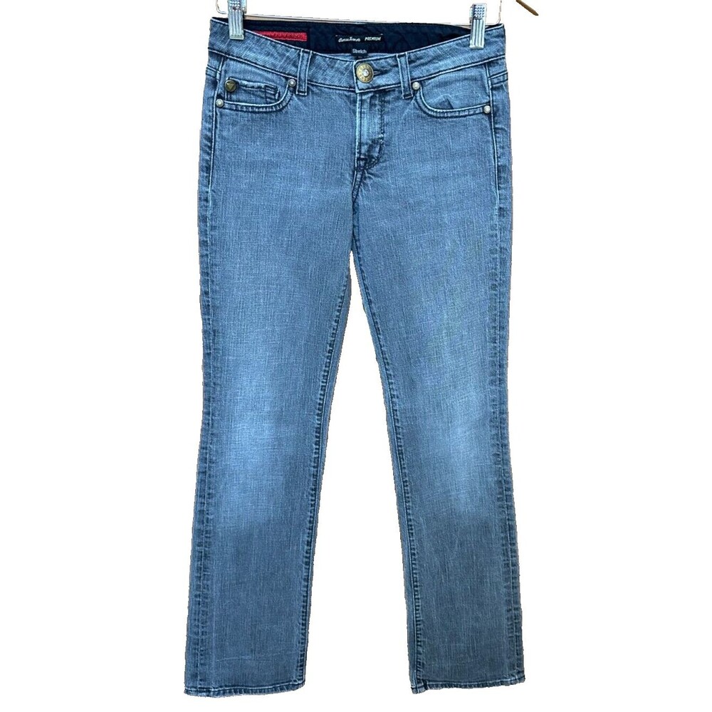Guess Women's VTG Low Rise Straight Leg Distressed Black Jeans Size 26